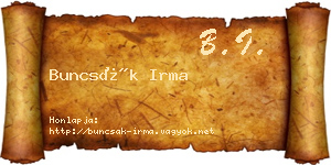 Buncsák Irma névjegykártya